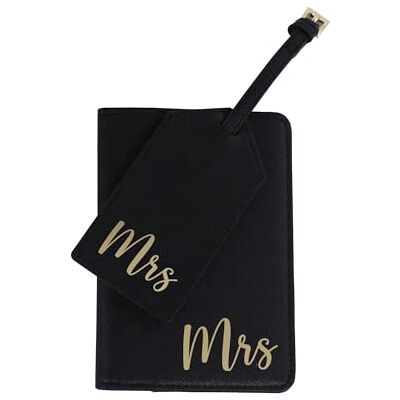 eBuyGB Mrs Passport Holder and Luggage Tag Set, Engagement Travel Gift, Honeymoon Destination Wedding, PU Leather Wedding Suitcase Tag, Newlyweds Gift, Wedding Present (Black) eBuyGB Mrs Passport Holder and Luggage Tag Set, Engagement Travel Gift, Honeymoon Destination Wedding, PU Leather Wedding Suitcase Tag, Newlyweds Gift, Wedding Present (Black)