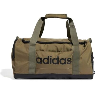 adidas Unisex Essentials Linear Duffel Bag Duffel Bag, Olive strata/Black, S adidas Unisex Essentials Linear Duffel Bag Duffel Bag, Olive strata/Black, S