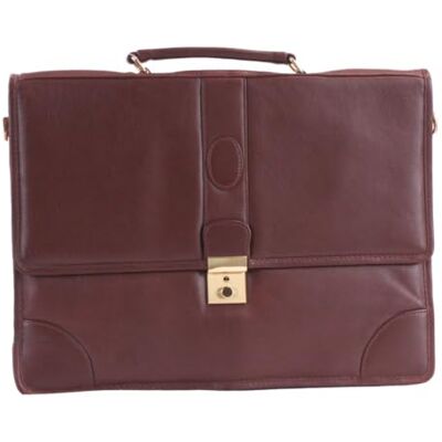 Luigi Unisex's Leather Men’s Briefcase – 4 Compartments, Buckle Lock with Key, Inside Zipper Pocket,(Cognac), One Size Luigi Unisex's Leather Men’s Briefcase – 4 Compartments, Buckle Lock with Key, Inside Zipper Pocket,(Cognac), One Size