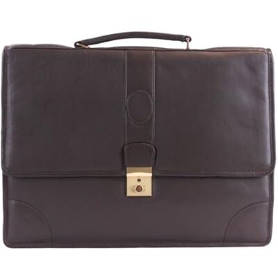 Luigi Genuine Leather Men’s Briefcase – 4 Compartments, Buckle Lock with Key, Inside Zipper Pocket, Golden Zipper, Organizer Section, Detachable Shoulder Strap (Brown) Luigi Genuine Leather Men’s Briefcase – 4 Compartments, Buckle Lock with Key, Inside Zipper Pocket, Golden Zipper, Organizer Section, Detachable Shoulder Strap (Brown)