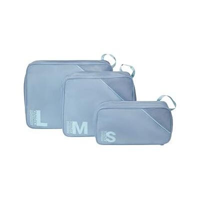 American Tourister Packing Cube Set of 3 Suitcase Organiser for Holidays, Luggage Organiser for Suitcases, Hand Luggage and Backpack, Stone Blue/Blue American Tourister Packing Cube Set of 3 Suitcase Organiser for Holidays, Luggage Organiser for Suitcases, Hand Luggage and Backpack, Stone Blue/Blue