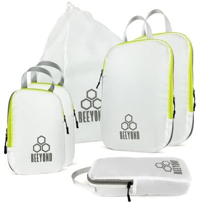 Beeyond Compression Packing Cubes for Travel Packing Cubes and Travel Organizers (6 Piece, Green and White) Beeyond Compression Packing Cubes for Travel Packing Cubes and Travel Organizers (6 Piece, Green and White)