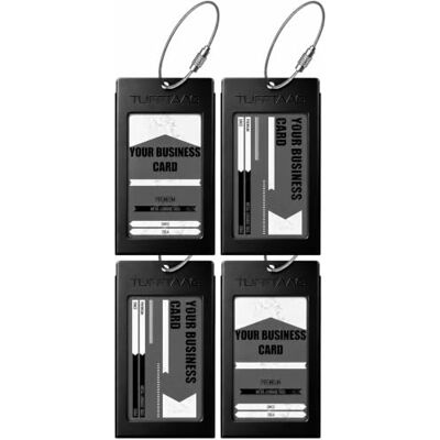 ProudGuy Luggage Tags Business Card Holder by TUFFTAAG Durable Travel ID Bag Tag, SS-Black, 4 Pack ProudGuy Luggage Tags Business Card Holder by TUFFTAAG Durable Travel ID Bag Tag, SS-Black, 4 Pack