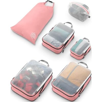 TRIPPED Travel Gear Packing Organizers Large Clear Mesh Travel Organizers Compression Dusty Pink TRIPPED Travel Gear Packing Organizers Large Clear Mesh Travel Organizers Compression Dusty Pink