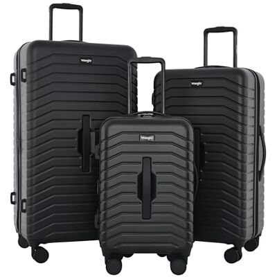 Wrangler Trunk Spinner Luggage Set, Black, 2 Luggage & 2 Packing Cubes, Trunk Spinner Luggage Set Wrangler Trunk Spinner Luggage Set, Black, 2 Luggage & 2 Packing Cubes, Trunk Spinner Luggage Set