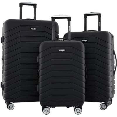 Wrangler Travelers Club Tahoe 3 Piece Spinner Luggage Set, Black, 7143 Cubic inches, Tahoe 3 Piece Spinner Luggage Set Wrangler Travelers Club Tahoe 3 Piece Spinner Luggage Set, Black, 7143 Cubic inches, Tahoe 3 Piece Spinner Luggage Set
