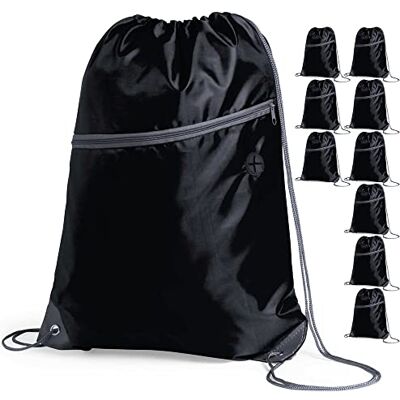 eBuyGB Unisex's Travel Sack Cinch Drawstring Zipper Bag, 10 eBuyGB Unisex's Travel Sack Cinch Drawstring Zipper Bag, 10
