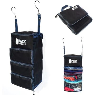 Pack Gear Suitcase Organizer Pack More in your Large or Carry On Luggage Unpack Instantly with these Compression Packing Cubes for Suitcases Hanging Shelf Organizer for Closet (Black) Pack Gear Suitcase Organizer Pack More in your Large or Carry On Luggage Unpack Instantly with these Compression Packing Cubes for Suitcases Hanging Shelf Organizer for Closet (Black)