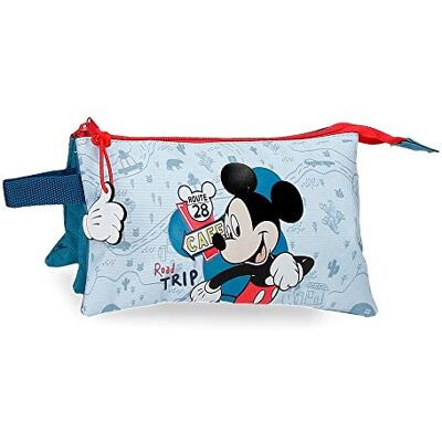 Disney Mickey Road Trip Triple Pencil Case Blue 22x12x5 cms Polyester Disney Mickey Road Trip Triple Pencil Case Blue 22x12x5 cms Polyester