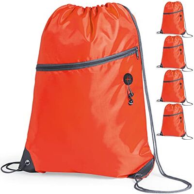 eBuyGB Unisex's Travel Sack Cinch Drawstring Zipper Bag, Orange, 5 eBuyGB Unisex's Travel Sack Cinch Drawstring Zipper Bag, Orange, 5