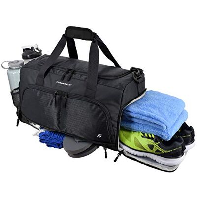 FocusGear Ultimate Gym Bag 2.0: The Durable Crowdsource Designed Duffel Bag with 10 Optimal Compartments Including Water Resistant Pouch, Black, Small (15") FocusGear Ultimate Gym Bag 2.0: The Durable Crowdsource Designed Duffel Bag with 10 Optimal Compartments Including Water Resistant Pouch, Black, Small (15")