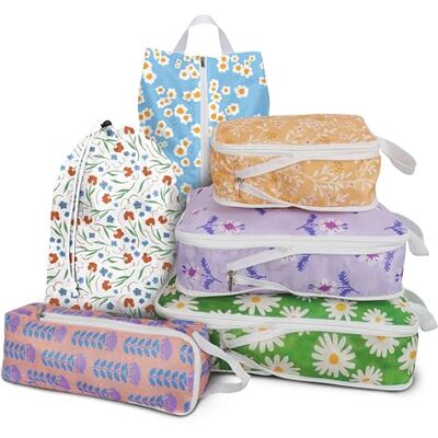 Xmzsdz 6 Pcs Compression Packing Cubes, Packing Cubes for Travel, Waterproof Luggage Organizer Bags Set, Cute Packaging Cubes for Women Kids Backpack Carry-Ons Xmzsdz 6 Pcs Compression Packing Cubes, Packing Cubes for Travel, Waterproof Luggage Organizer Bags Set, Cute Packaging Cubes for Women Kids Backpack Carry-Ons