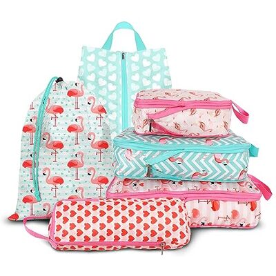 Xmzsdz 6 Pcs Compression Packing Cubes, Packing Cubes for Travel, Waterproof Luggage Organizer Bags Set, Cute Packaging Cubes for Women Kids Backpack Carry-Ons Xmzsdz 6 Pcs Compression Packing Cubes, Packing Cubes for Travel, Waterproof Luggage Organizer Bags Set, Cute Packaging Cubes for Women Kids Backpack Carry-Ons