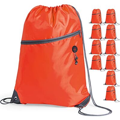 eBuyGB Unisex's Travel Sack Cinch Drawstring Zipper Bag, Orange, 20 eBuyGB Unisex's Travel Sack Cinch Drawstring Zipper Bag, Orange, 20