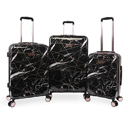 Juicy Couture Women's Vivian 3 Piece Hardside Spinner Luggage Set, Black Marble Web, One Size Juicy Couture Women's Vivian 3 Piece Hardside Spinner Luggage Set, Black Marble Web, One Size