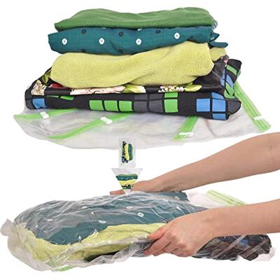 The Chestnut V 8 Space Saver Vacuum or Pump Needed-Storage Clothes-Reusable Packing Sacks-Travel Accessories Luggage Compression Bags, Transparent and Green with a White Clip The Chestnut V 8 Space Saver Vacuum or Pump Needed-Storage Clothes-Reusable Packing Sacks-Travel Accessories Luggage Compression Bags, Transparent and Green with a White Clip