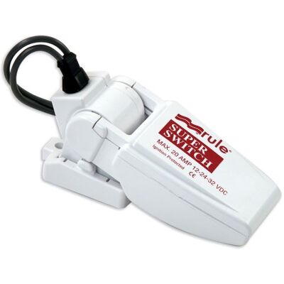 Rule 37FA SuperSwitch Bilge Float Switch, Moisture Tight Seals with Fuse Holder, 12, 24 or 32 Volt White Rule 37FA SuperSwitch Bilge Float Switch, Moisture Tight Seals with Fuse Holder, 12, 24 or 32 Volt White