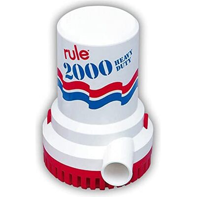 Rule 12 Marine Bilge Pump, 2000 Gallon Per Hour, Non-Automatic, 24 Volt DC, White/Blue Rule 12 Marine Bilge Pump, 2000 Gallon Per Hour, Non-Automatic, 24 Volt DC, White/Blue