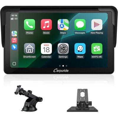 CARPURIDE Car Stereo, Portable Wireless Carplay & Android Auto,7 Inch 1080P HD Touch Screen Radio with BT 5.0, Mirror Link Support Truck RV Dash Mount CARPURIDE Car Stereo, Portable Wireless Carplay & Android Auto,7 Inch 1080P HD Touch Screen Radio with BT 5.0, Mirror Link Support Truck RV Dash Mount
