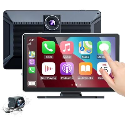 MEETELLALA Wireless Car Stereo,9 Inch CarPlay Screen for Apple Car Play&Android Auto Portable Touch Wireless Car Play Screen Mirror Link Music Video Player, with 4K Front+Rear 1080P Dual Camera Dash Cam MEETELLALA Wireless Car Stereo,9 Inch CarPlay Screen for Apple Car Play&Android Auto Portable Touch Wireless Car Play Screen Mirror Link Music Video Player, with 4K Front+Rear 1080P Dual Camera Dash Cam