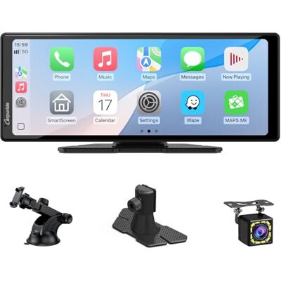 CARPURIDE Portable Carplay Screen, V92R Wireless Carplay & Android Auto, 10.26 Inch 1080P HD Touch Screen Radio with Real 720P Backup Camera/BT 5.0/Mirror Link Support Truck RV Dash Mount CARPURIDE Portable Carplay Screen, V92R Wireless Carplay & Android Auto, 10.26 Inch 1080P HD Touch Screen Radio with Real 720P Backup Camera/BT 5.0/Mirror Link Support Truck RV Dash Mount