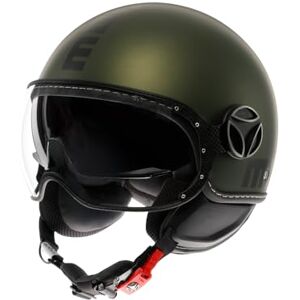 MOMO Design FGTR EVO E2206, Jet Helmet with Sun Visor, Open Helmet for Motorcycles and Scooters, for Men and Women, Matt Green/Black, S MOMO Design FGTR EVO E2206, Jet Helmet with Sun Visor, Open Helmet for Motorcycles and Scooters, for Men and Women, Matt Green/Black, S