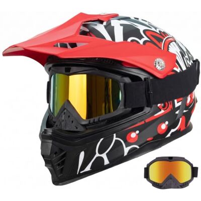 Favoto Kids Dirt Bike Helmet with Goggles for Motocross, Go Kart Meets ECE 22.06 Standard, Full Face Youth Helmet with Adjustable Visor, Sturdy ABS Shell, Removable Washable Liner, ATV UTV Favoto Kids Dirt Bike Helmet with Goggles for Motocross, Go Kart Meets ECE 22.06 Standard, Full Face Youth Helmet with Adjustable Visor, Sturdy ABS Shell, Removable Washable Liner, ATV UTV