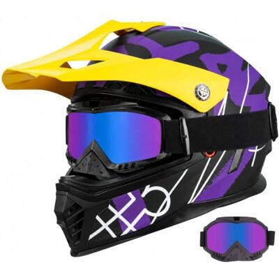 Favoto Kids Dirt Bike Helmet with Goggles for Motocross, Go Kart Meets ECE 22.06 Standard, Full Face Youth Helmet with Adjustable Visor, Sturdy ABS Shell, Removable Washable Liner, ATV UTV Favoto Kids Dirt Bike Helmet with Goggles for Motocross, Go Kart Meets ECE 22.06 Standard, Full Face Youth Helmet with Adjustable Visor, Sturdy ABS Shell, Removable Washable Liner, ATV UTV