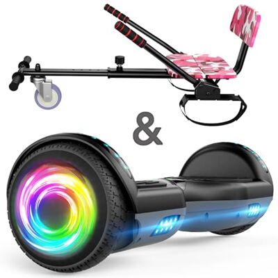 SISIGAD 6.5" Hoverboard avec Hoverkart, Hoverboard Off-Road All Terrain Balancing Scooter avec Haut-parleurs Bluetooth et Lumières LED, Hoverboard Kids Teens SISIGAD 6.5" Hoverboard avec Hoverkart, Hoverboard Off-Road All Terrain Balancing Scooter avec Haut-parleurs Bluetooth et Lumières LED, Hoverboard Kids Teens