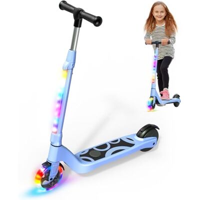 Shenzhen Uni-chic Technology Co., Ltd SISIGAD Kid Electric Scooter 6-8-10-12 Years 5.3 Inch with Colourful LED Light & 3 Adjustable Heights, Children's Electric Scooter Max Load 70 kg, Max Speed 10 km/h, BLUE-5 Shenzhen Uni-chic Technology Co., Ltd SISIGAD Kid Electric Scooter 6-8-10-12 Years 5.3 Inch with Colourful LED Light & 3 Adjustable Heights, Children's Electric Scooter Max Load 70 kg, Max Speed 10 km/h, BLUE-5