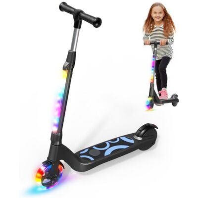 Shenzhen Uni-chic Technology Co., Ltd SISIGAD Kid Electric Scooter 6-8-10-12 Years 5.3 Inch with Colourful LED Light & 3 Adjustable Heights, Children's Electric Scooter Max Load 70 kg, Max Speed 10 km/h, BLACK-5 Shenzhen Uni-chic Technology Co., Ltd SISIGAD Kid Electric Scooter 6-8-10-12 Years 5.3 Inch with Colourful LED Light & 3 Adjustable Heights, Children's Electric Scooter Max Load 70 kg, Max Speed 10 km/h, BLACK-5