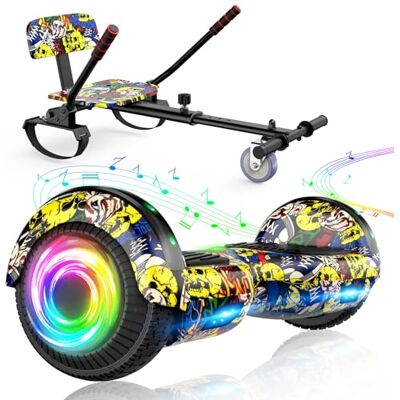 SISIGAD Hoverboard Seat Attachment Combo with Bluetooth Corlorful LED Lights, Adjustable Frame Length for Kids All Ages SISIGAD Hoverboard Seat Attachment Combo with Bluetooth Corlorful LED Lights, Adjustable Frame Length for Kids All Ages