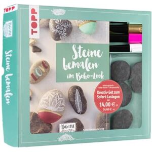 TOPP Kreativ-Set Steine bemalen im Boho-Stil. Buch mit einfachen Anleitungen (32 Seiten, 17 x 22 cm, Softcover) sowie 4 Acrylmalstiften und 4 Steinen. Buch Plus Material. TOPP Kreativ-Set Steine bemalen im Boho-Stil. Buch mit einfachen Anleitungen (32 Seiten, 17 x 22 cm, Softcover) sowie 4 Acrylmalstiften und 4 Steinen. Buch Plus Material.