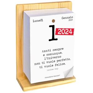 Calendario Geniale 2024. The Original. Organic Natural Fir Wood Stand. Gift Idea. The First with Digital Bonuses. Read a Phrase and Philosophical Thought Every Day. Calendar with Box Calendario Geniale 2024. The Original. Organic Natural Fir Wood Stand. Gift Idea. The First with Digital Bonuses. Read a Phrase and Philosophical Thought Every Day. Calendar with Box