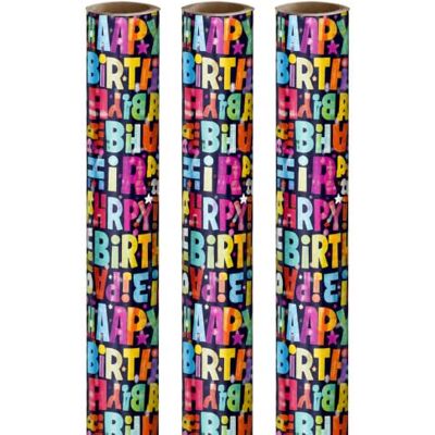 Danilo Promotions LTD Happy Birthday Wrapping Paper Rolls 3 Pack – 4M Colourful Gift Wrap – Unisex Birthday Present Wrap Danilo Promotions LTD Happy Birthday Wrapping Paper Rolls 3 Pack – 4M Colourful Gift Wrap – Unisex Birthday Present Wrap