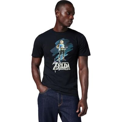 Nintendo Men's Breath of The Wild Zelda Paint T-Shirt, Black, Medium Nintendo Men's Breath of The Wild Zelda Paint T-Shirt, Black, Medium