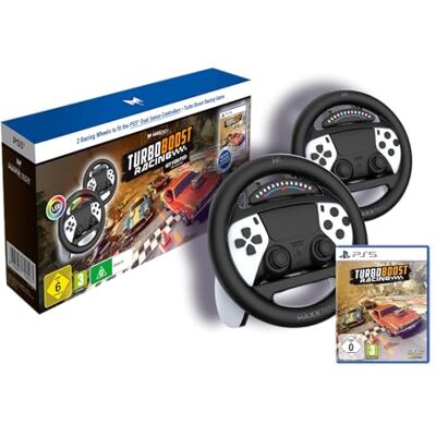 Maxx Tech Turbo Boost Racing Kit For PS5 Includes PS5 Game (disc version) and 2 LED Racing Wheels for PS5 Dual Sense Controllers Maxx Tech Turbo Boost Racing Kit For PS5 Includes PS5 Game (disc version) and 2 LED Racing Wheels for PS5 Dual Sense Controllers