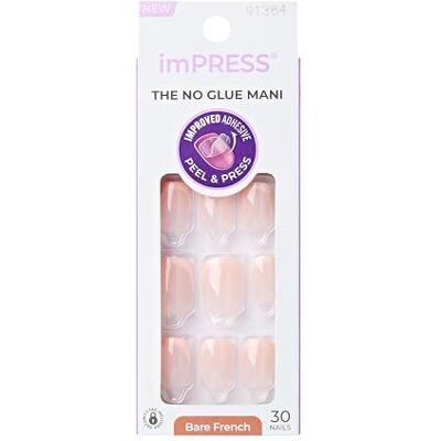 Kiss imPRESS Bare French Press-On Nails, No Glue Needed, White Tips, Short Square, 33 Ct. Kiss imPRESS Bare French Press-On Nails, No Glue Needed, White Tips, Short Square, 33 Ct.