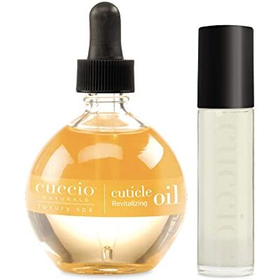 Cuccio Cuticle Oil Duo Pack, 68 mL 2.3 fl. Oz and Roll-On 10 mL 0.33 oz, Cuticle Revitalizing Oil for Nails, Nail Care, Nail, Repair Nail Growth Treatment with Vitamin E, Jojoba, and Almond Oil Cuccio Cuticle Oil Duo Pack, 68 mL 2.3 fl. Oz and Roll-On 10 mL 0.33 oz, Cuticle Revitalizing Oil for Nails, Nail Care, Nail, Repair Nail Growth Treatment with Vitamin E, Jojoba, and Almond Oil