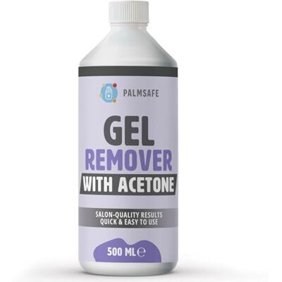 Palmsafe 500ml Gel Nail Polish Remover Removes Gel Polish, Acrylics, Nail Tips, UV/LED Gels, Nail Glue & More 100% Pure Acetone Professional Formula for Fast & Easy Removal Palmsafe 500ml Gel Nail Polish Remover Removes Gel Polish, Acrylics, Nail Tips, UV/LED Gels, Nail Glue & More 100% Pure Acetone Professional Formula for Fast & Easy Removal