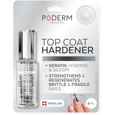 PODERM Nail Strengthener Polish Top Coat Repairs and Strengthens Nails Damaged & Weakened by Semi-Permanent Nail Polish Biotin, Silicon and Keratin Developed by a Podiatrist in Switzerland PODERM Nail Strengthener Polish Top Coat Repairs and Strengthens Nails Damaged & Weakened by Semi-Permanent Nail Polish Biotin, Silicon and Keratin Developed by a Podiatrist in Switzerland