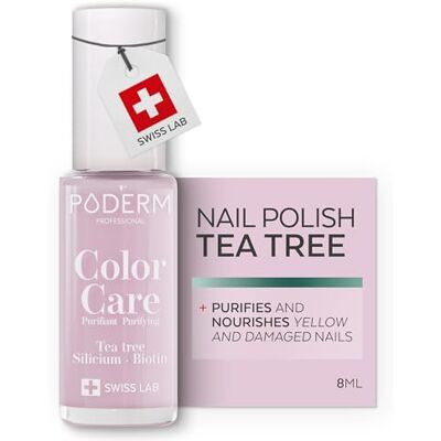 PODERM Nail Care Polish with Tea Tree Baby Pink Swiss Lab 8ML Enriched with Tea Tree, Silicon & Biotin Purifies, Clarifies & Nourishes Yellow Nails Created by a Podiatrist PODERM Nail Care Polish with Tea Tree Baby Pink Swiss Lab 8ML Enriched with Tea Tree, Silicon & Biotin Purifies, Clarifies & Nourishes Yellow Nails Created by a Podiatrist