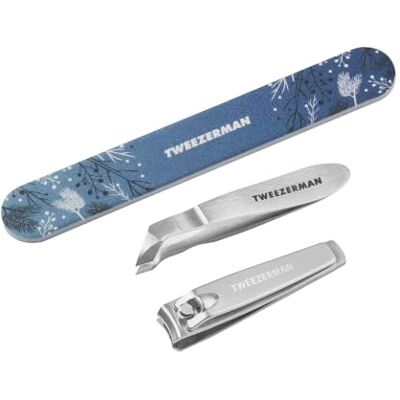 Tweezerman Evening Glow Manicure Gift Set Complete Manicure Set with Stainless Steel Tools, Includes Nail Clipper, Cuticle Nipper & File, Elegant Blue Design Tweezerman Evening Glow Manicure Gift Set Complete Manicure Set with Stainless Steel Tools, Includes Nail Clipper, Cuticle Nipper & File, Elegant Blue Design