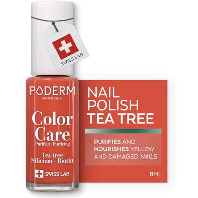 PODERM Nail Care Polish with Tea Tree Mango Swiss Lab 8ML Enriched with Tea Tree, Silicon & Biotin Purifies, Clarifies & Nourishes Yellow Nails Created by a Podiatrist PODERM Nail Care Polish with Tea Tree Mango Swiss Lab 8ML Enriched with Tea Tree, Silicon & Biotin Purifies, Clarifies & Nourishes Yellow Nails Created by a Podiatrist