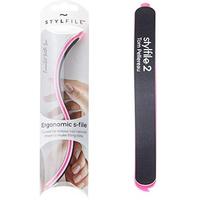 StylFile 2 Curved Nail File – S-Shaped Ergonomic Nail Shaper with Cuticle Pusher & Nail Skimmer, Ambidextrous Emery Board for Natural Nail Shape, Smooth Filing, at-Home Manicure Tool StylFile 2 Curved Nail File – S-Shaped Ergonomic Nail Shaper with Cuticle Pusher & Nail Skimmer, Ambidextrous Emery Board for Natural Nail Shape, Smooth Filing, at-Home Manicure Tool