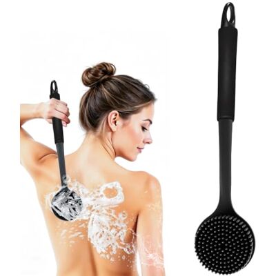 Mulbijeo Body Brush, Long Handle, Shower Back Brush, Mildew Resistant, Silicone Body Sponge, Massage, Shower Back Sponge for Sensitive Skin, Women Men Black Mulbijeo Body Brush, Long Handle, Shower Back Brush, Mildew Resistant, Silicone Body Sponge, Massage, Shower Back Sponge for Sensitive Skin, Women Men Black