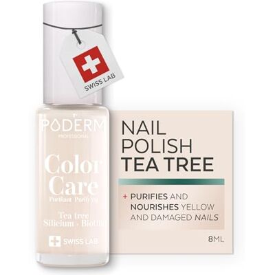 PODERM Nail Care Polish with Tea Tree Milky Swiss Lab 8ML Enriched with Tea Tree, Silicon & Biotin Purifies, Clarifies & Nourishes Yellow Nails Created by a Podiatrist PODERM Nail Care Polish with Tea Tree Milky Swiss Lab 8ML Enriched with Tea Tree, Silicon & Biotin Purifies, Clarifies & Nourishes Yellow Nails Created by a Podiatrist