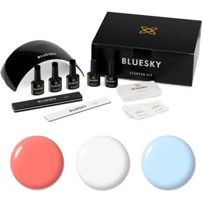 BLUESKY Gel Nail Polish Starter Kit Summer, Gel Nail Kit with 24W UV LED Lamp Nail Dryer, 3 x 10ml Gel Nail Polishes, Cleanser Wipes, Top and Base Coat, Nail File and Buffer BLUESKY Gel Nail Polish Starter Kit Summer, Gel Nail Kit with 24W UV LED Lamp Nail Dryer, 3 x 10ml Gel Nail Polishes, Cleanser Wipes, Top and Base Coat, Nail File and Buffer