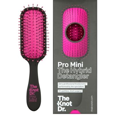 THE KNOT DR. Pro Mini Detangle Hair Brush, Fuchsia Pink Flexalite Bristles Help Reduce Breakage and Eliminate Tangles, Travel Essentials Styler THE KNOT DR. Pro Mini Detangle Hair Brush, Fuchsia Pink Flexalite Bristles Help Reduce Breakage and Eliminate Tangles, Travel Essentials Styler