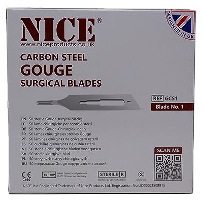 NICE 50 x No.1 Gouge Sterile Carbon Steel Blades GCS1 for Manicure and Pedicure NICE 50 x No.1 Gouge Sterile Carbon Steel Blades GCS1 for Manicure and Pedicure